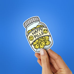 Happy Pills Sticker waterproof vinyl decal for laptop, bike, car & bottle