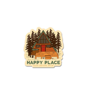 Happy Place Sticker waterproof vinyl decal for laptop, bike, car & bottle