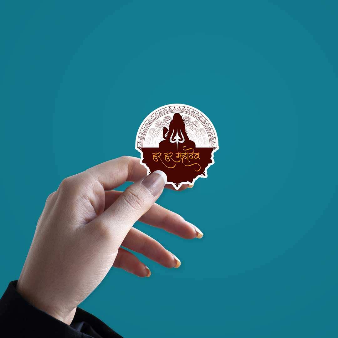 Har Har Mahadev Sticker waterproof vinyl decal for laptop, bike, car & bottle