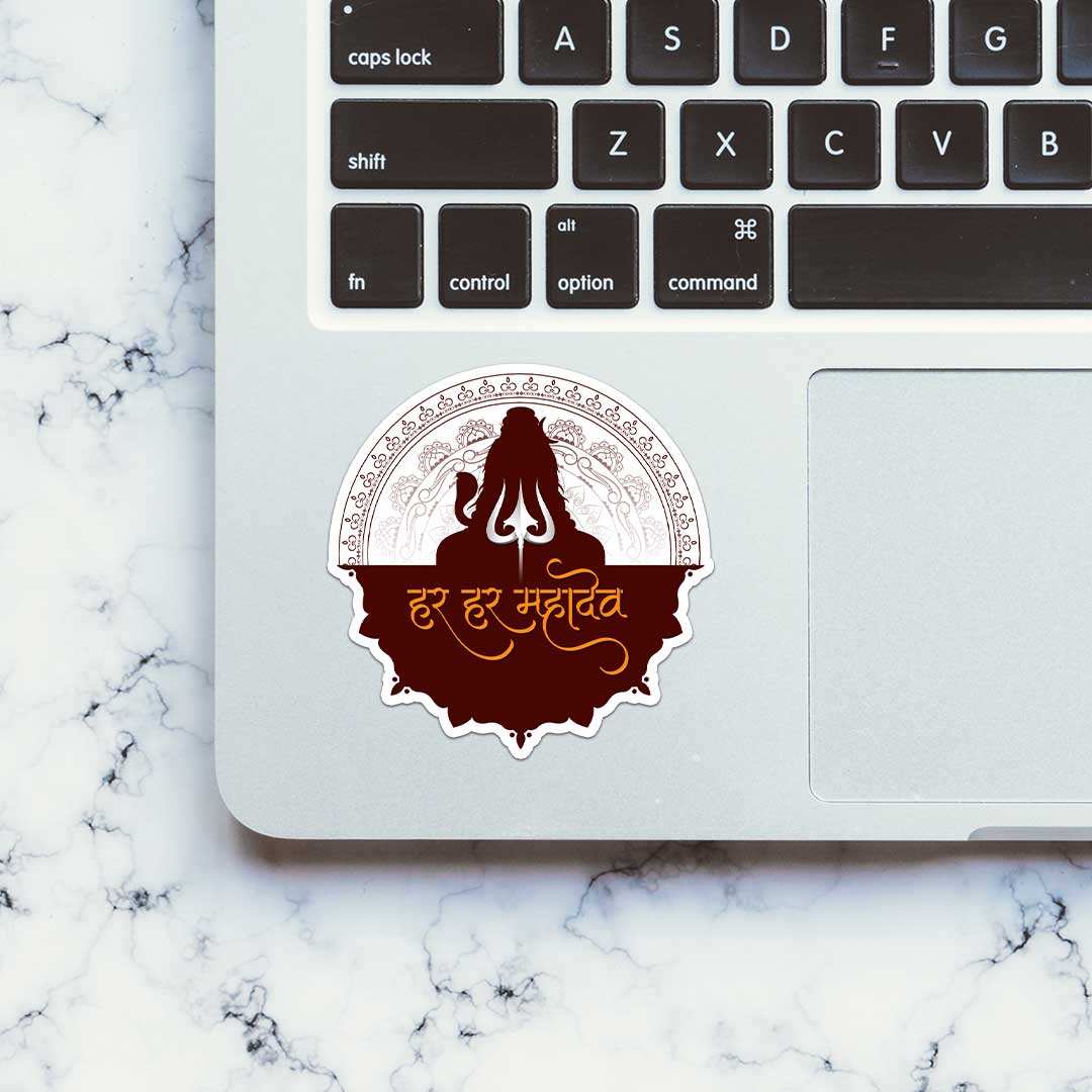 Har Har Mahadev Sticker waterproof vinyl decal for laptop, bike, car & bottle