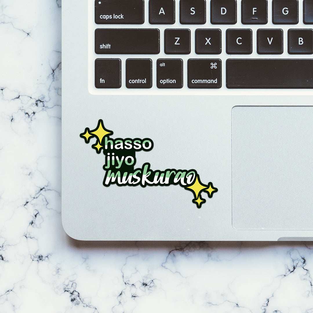 Hasso Jiyo Muskurao Stickers waterproof vinyl decal for laptop, bike, car & bottle
