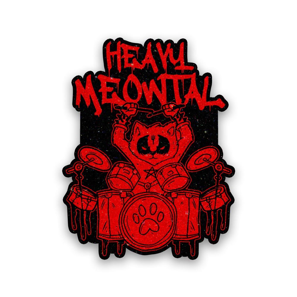 Heavy Meowtals Glitter Sticker waterproof vinyl decal for laptop, bike, car & bottle