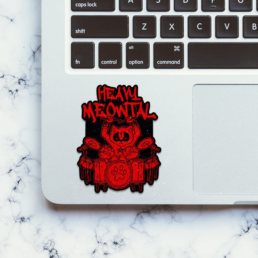 Heavy Meowtals Glitter Sticker waterproof vinyl decal for laptop, bike, car & bottle