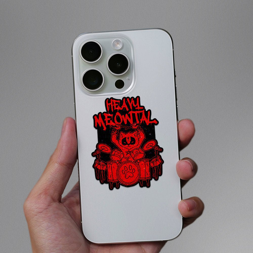 Heavy Meowtals Glitter Sticker waterproof vinyl decal for laptop, bike, car & bottle
