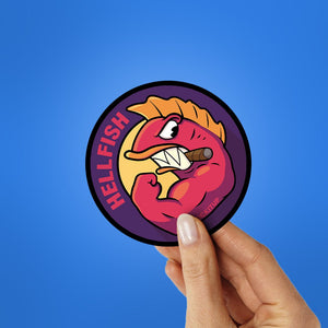Hell Fish Sticker waterproof vinyl decal for laptop, bike, car & bottle