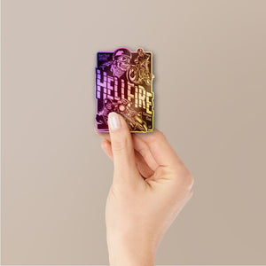 Hellfire Skull Badge Holographic Stickers - Holographic stickers | STICK IT UP