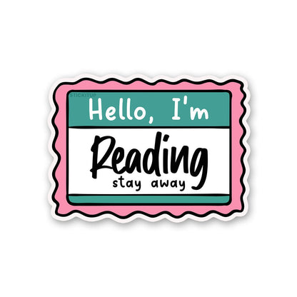Hello I M Reading Sticker waterproof vinyl decal for laptop, bike, car & bottle