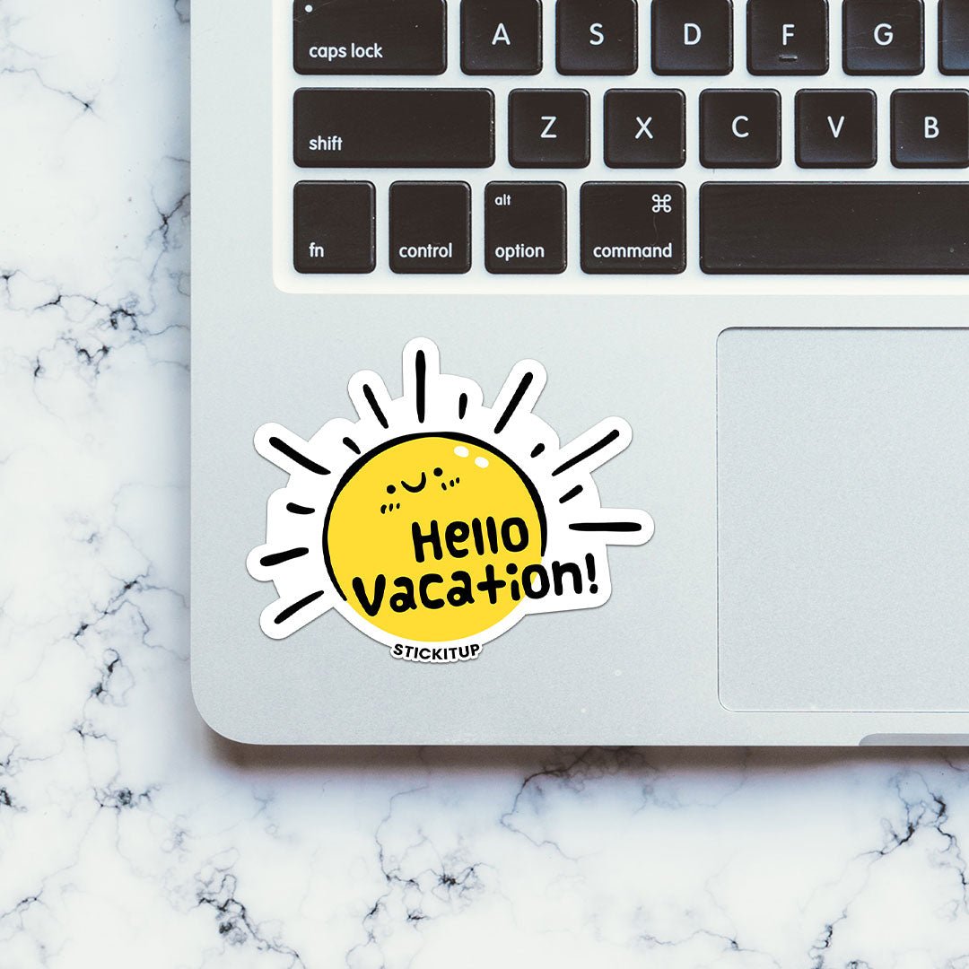 Hello Vacation Sticker waterproof vinyl decal for laptop, bike, car & bottle