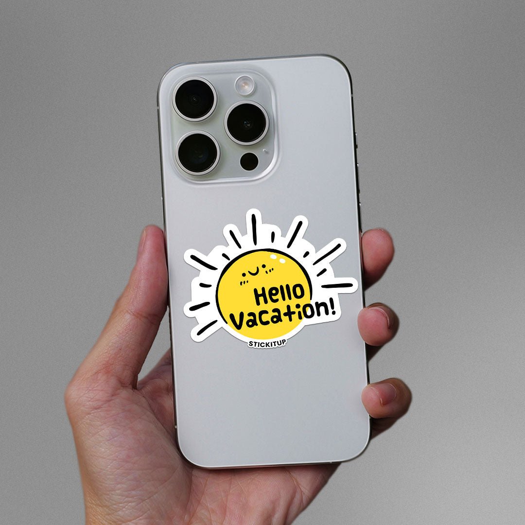 Hello Vacation Sticker waterproof vinyl decal for laptop, bike, car & bottle
