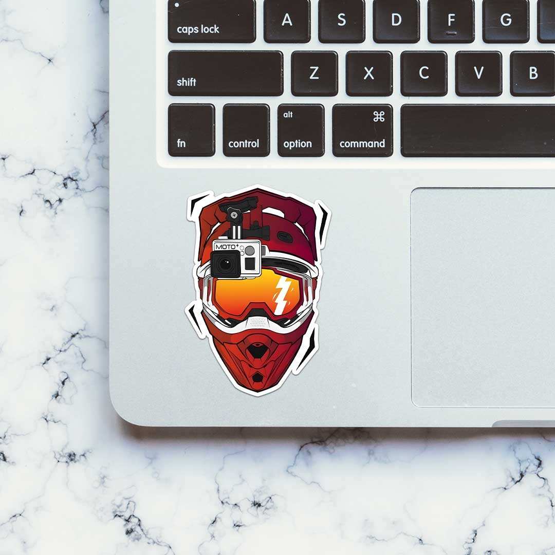 Helmet With Gopro Sticker waterproof vinyl decal for laptop, bike, car & bottle