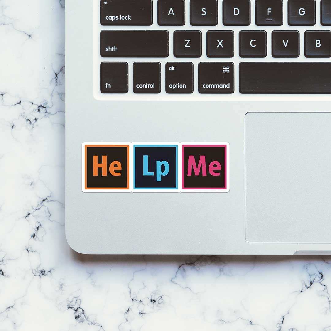Help Me Sticker waterproof vinyl decal for laptop, bike, car & bottle