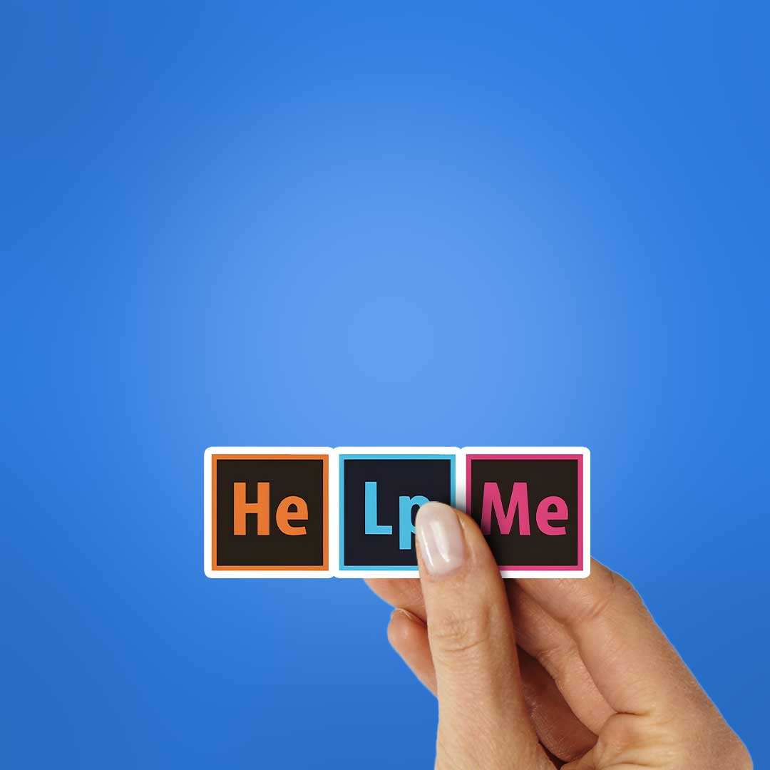 Help Me Sticker waterproof vinyl decal for laptop, bike, car & bottle