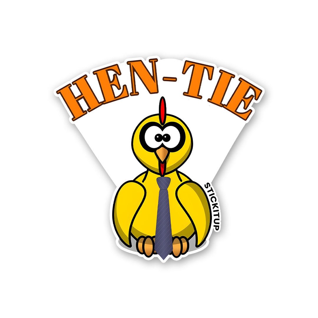 Hen tie Sticker waterproof vinyl decal for laptop, bike, car & bottle