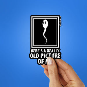 HERE'S A REALLY OLD PICTURE OF ME Sticker waterproof vinyl decal for laptop, bike, car & bottle