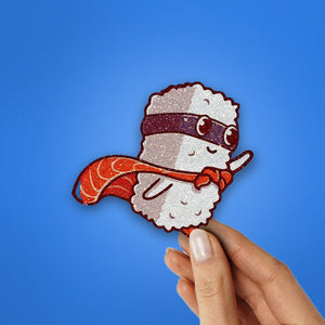 Hero Sushi Glitter Sticker waterproof vinyl decal for laptop, bike, car & bottle