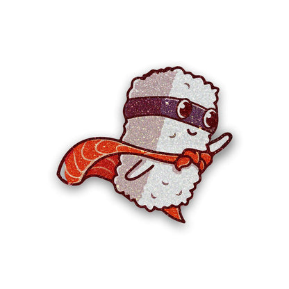 Hero Sushi Glitter Sticker waterproof vinyl decal for laptop, bike, car & bottle