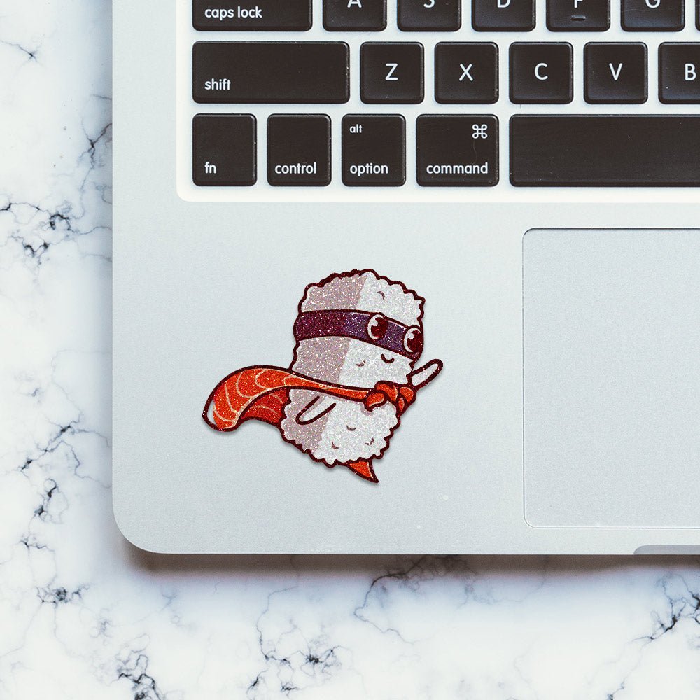 Hero Sushi Glitter Sticker waterproof vinyl decal for laptop, bike, car & bottle