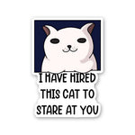 Hired This Cat Sticker waterproof vinyl decal for laptop, bike, car & bottle
