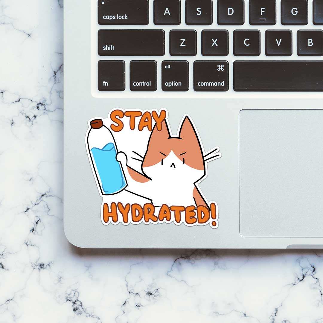 Hydrated Sticker waterproof vinyl decal for laptop, bike, car & bottle