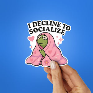 I Decline To Socialize Sticker waterproof vinyl decal for laptop, bike, car & bottle