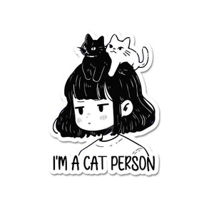 I'M A Cat Person Sticker waterproof vinyl decal for laptop, bike, car & bottle