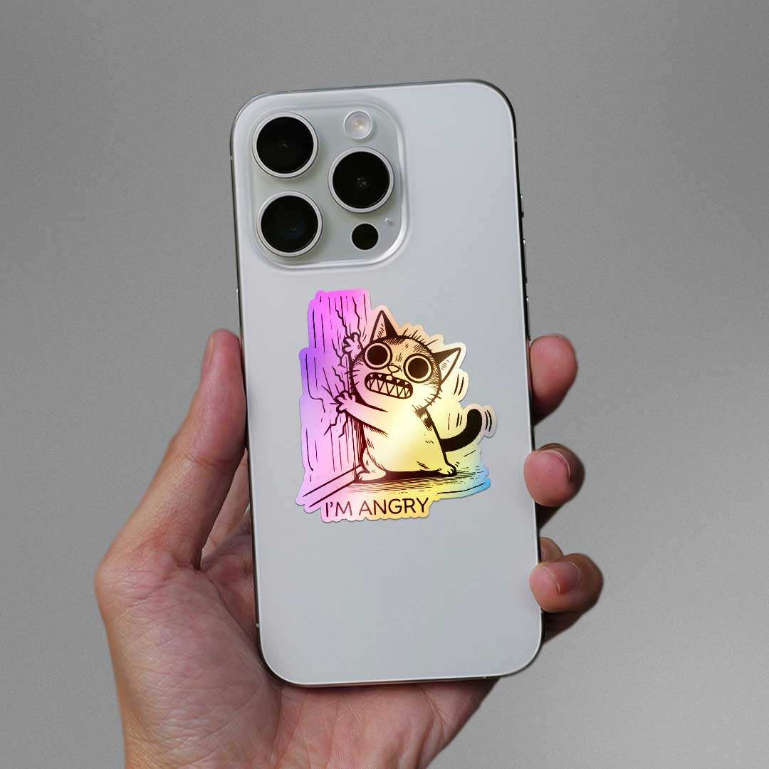 I'm Angry Holographic Sticker waterproof vinyl decal for laptop, bike, car & bottle