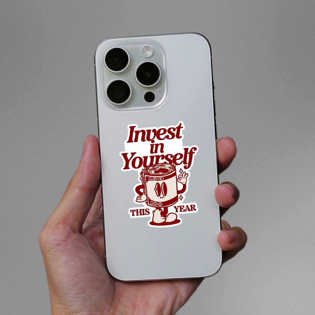 Invest In Yourself This Year Sticker waterproof vinyl decal for laptop, bike, car & bottle