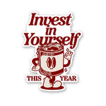 Invest In Yourself This Year Sticker waterproof vinyl decal for laptop, bike, car & bottle