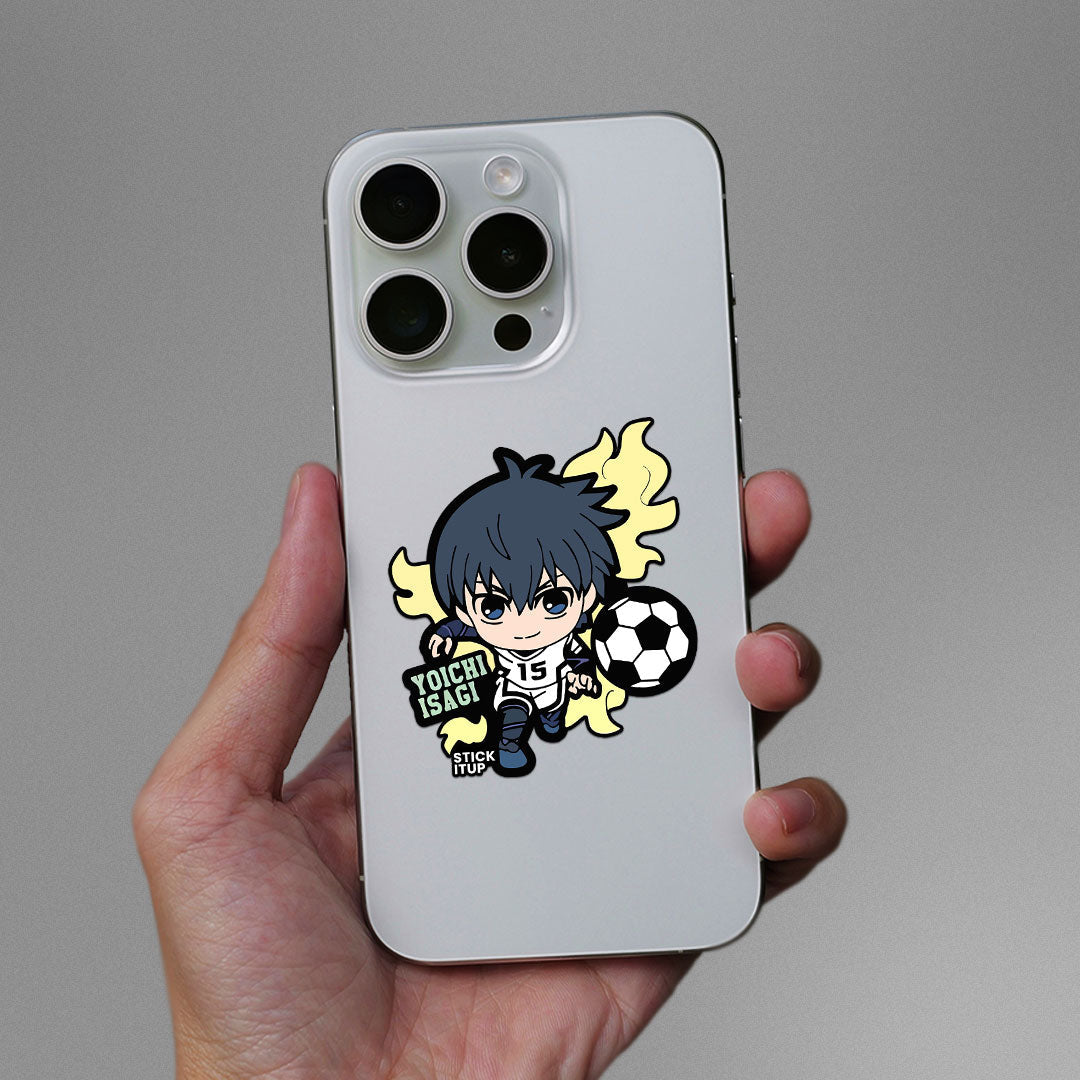 Isagi Chibi Sticker waterproof vinyl decal for laptop, bike, car & bottle