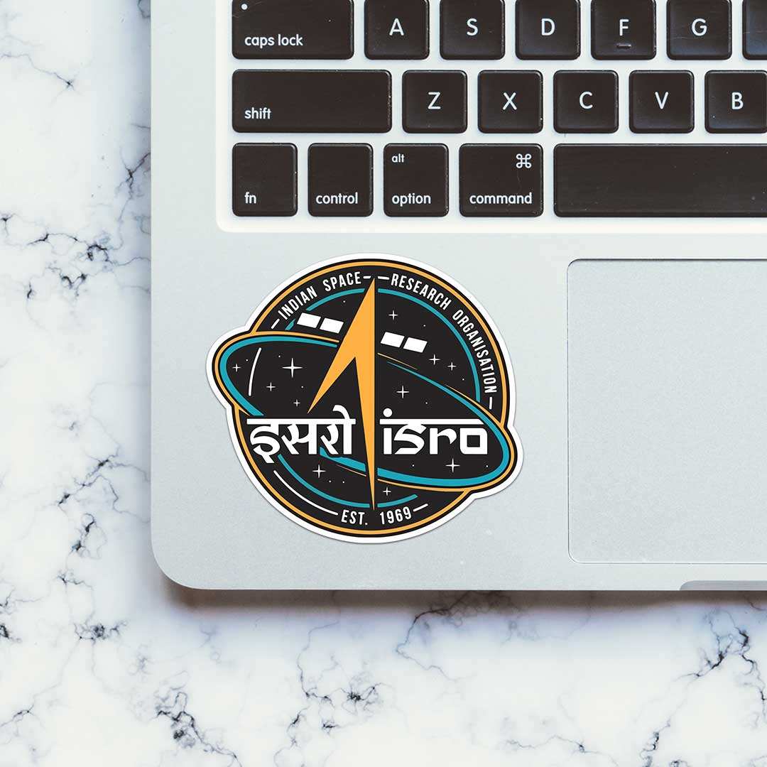 Isro Sticker waterproof vinyl decal for laptop, bike, car & bottle