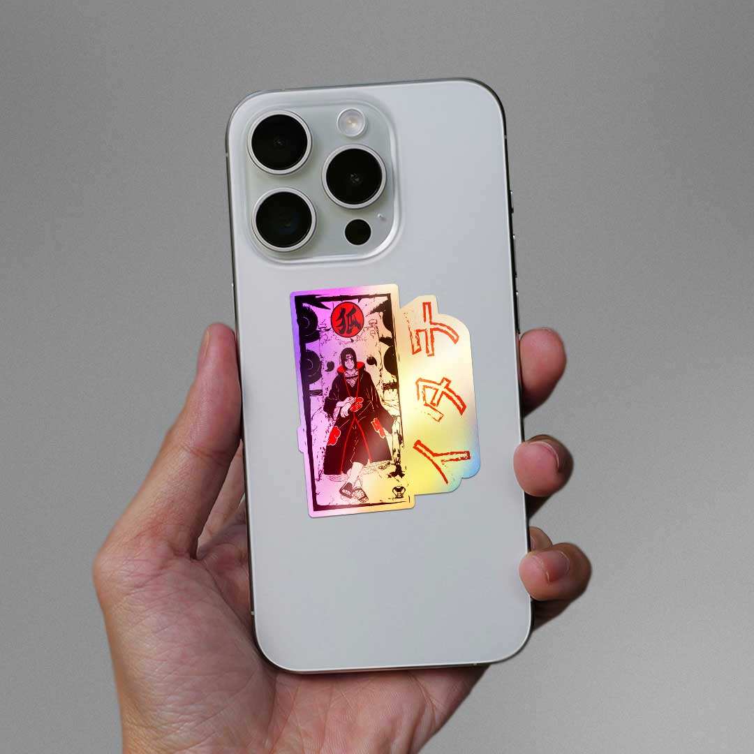 Itachi Uchiha Holographic Sticker waterproof vinyl decal for laptop, bike, car & bottle
