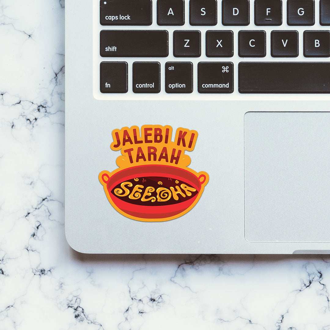 Jalebi Ki Tarah Sticker waterproof vinyl decal for laptop, bike, car & bottle