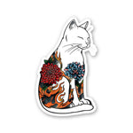 Japenese Cat Sticker waterproof vinyl decal for laptop, bike, car & bottle