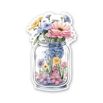 Jar Filled With Flowers Sticker waterproof vinyl decal for laptop, bike, car & bottle