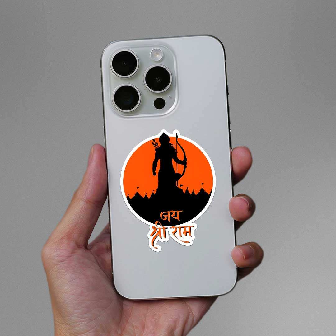 Jay Shree Ram 0.1 Sticker waterproof vinyl decal for laptop, bike, car & bottle