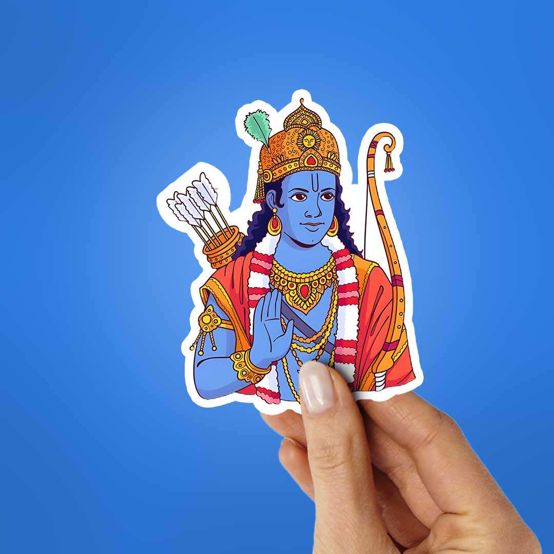 Jay Shree Ram 0.2 Sticker waterproof vinyl decal for laptop, bike, car & bottle