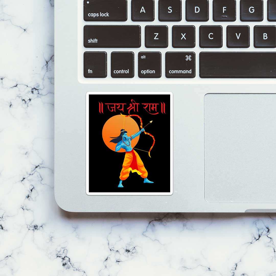 Jay Shree Ram 0.3 Sticker waterproof vinyl decal for laptop, bike, car & bottle