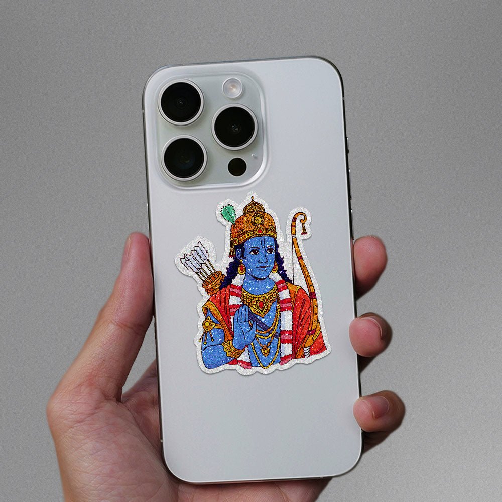 Jay Shree Ram 4.2 Glitter Sticker waterproof vinyl decal for laptop, bike, car & bottle