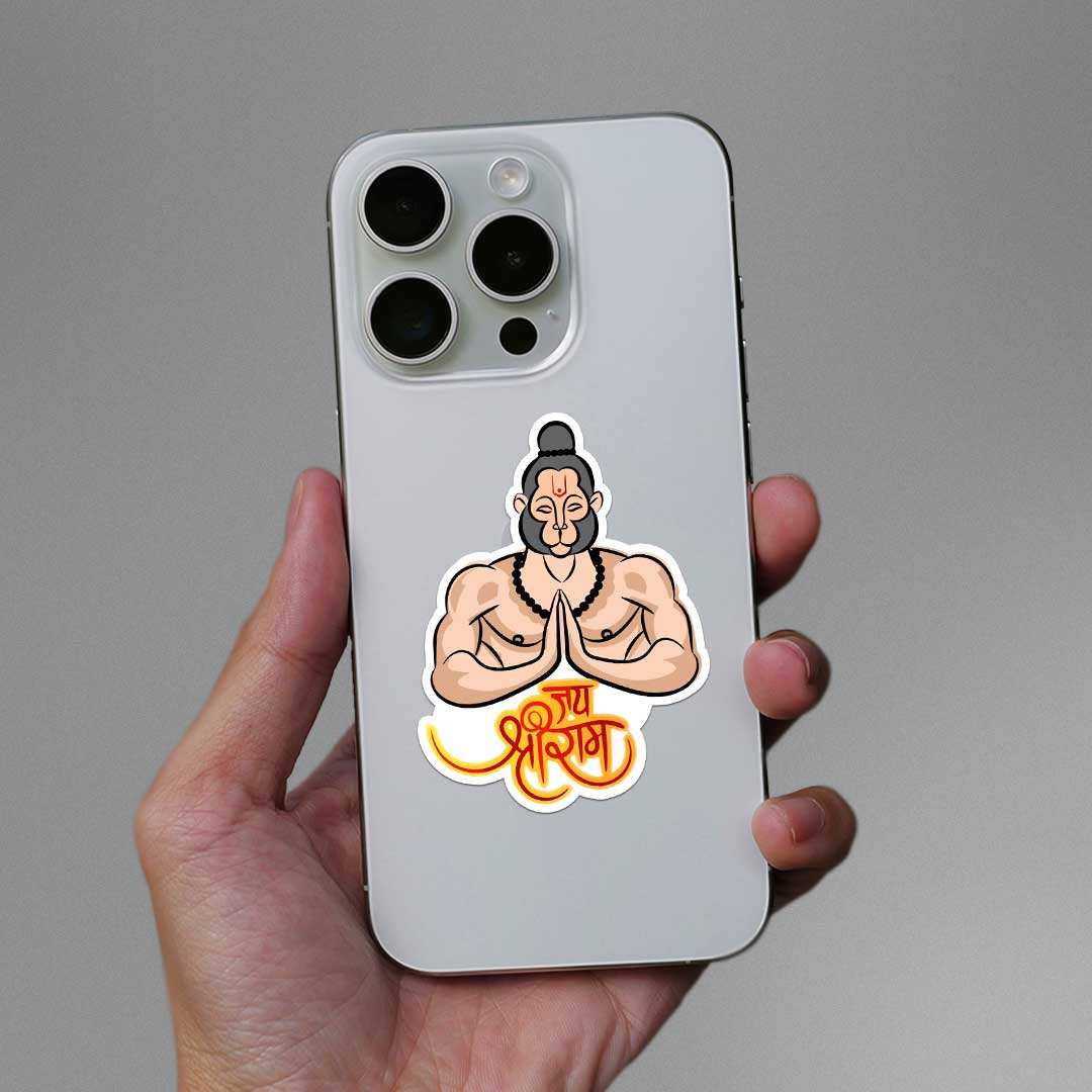 Jay Shree Ram Sticker waterproof vinyl decal for laptop, bike, car & bottle