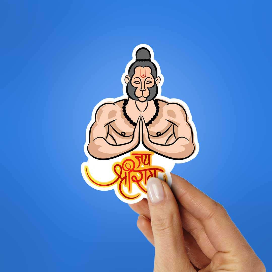 Jay Shree Ram Sticker waterproof vinyl decal for laptop, bike, car & bottle