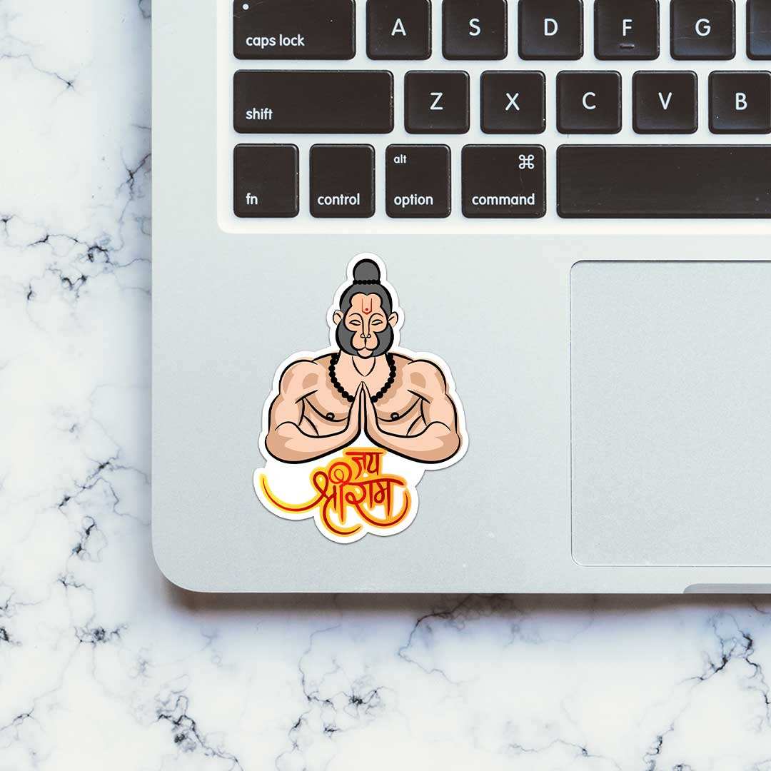 Jay Shree Ram Sticker waterproof vinyl decal for laptop, bike, car & bottle