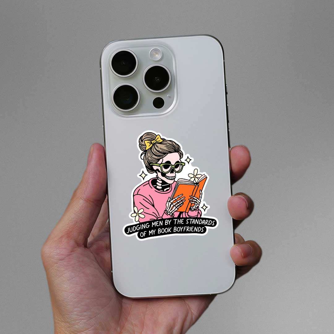 Judging Men By The Standards Of My Book Sticker waterproof vinyl decal for laptop, bike, car & bottle