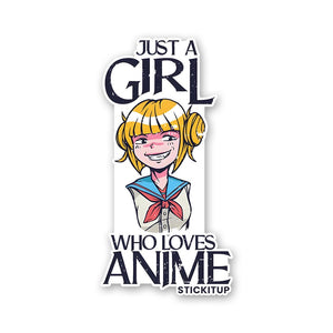 Just A Girl Who Loves Anime Sticker waterproof vinyl decal for laptop, bike, car & bottle