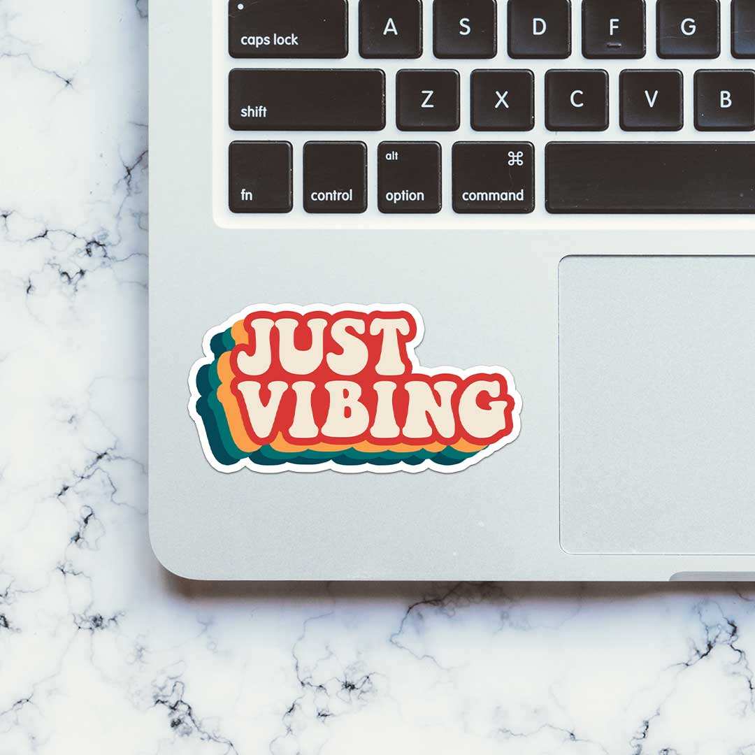 Just Vibing Sticker waterproof vinyl decal for laptop, bike, car & bottle