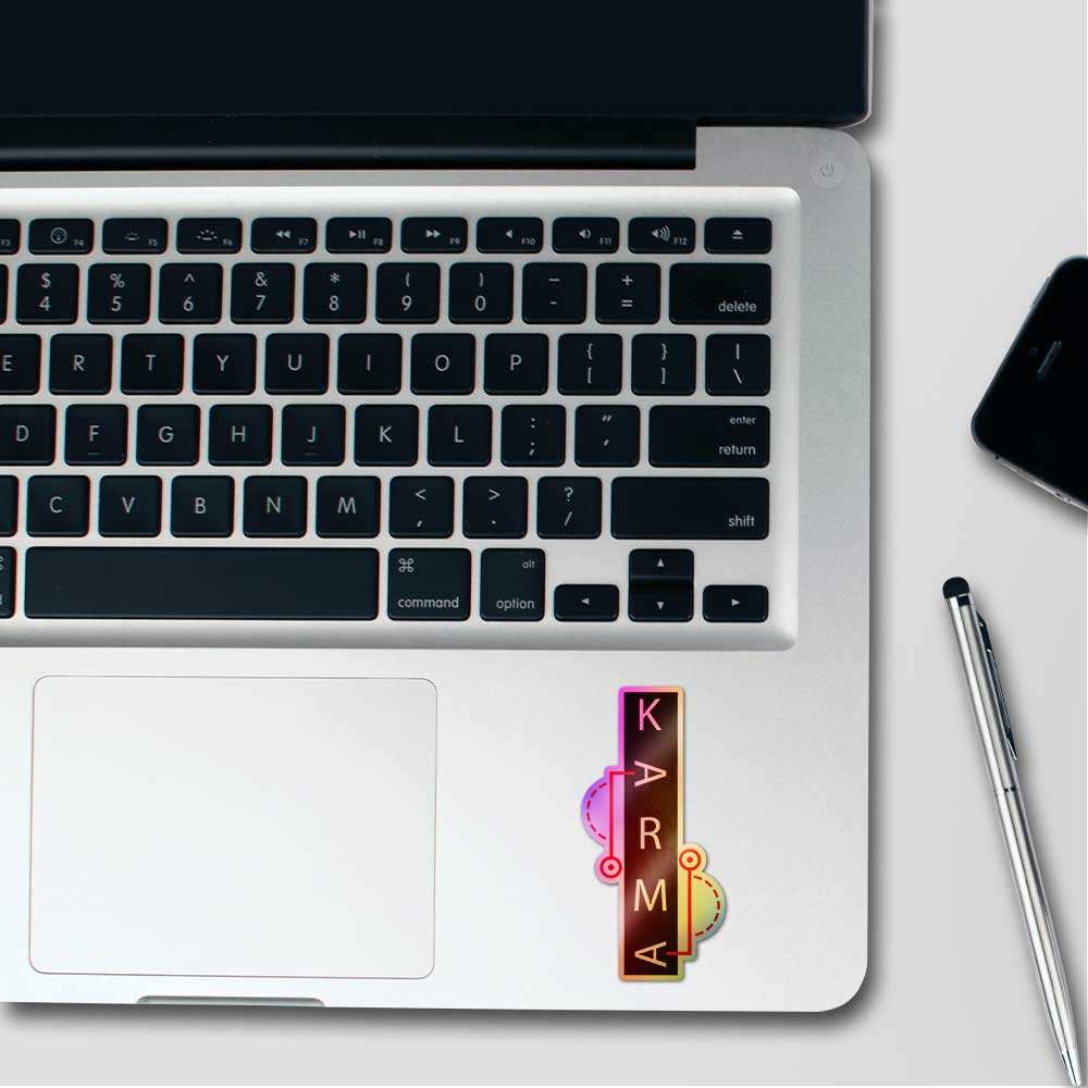 Karma Holographic Sticker waterproof vinyl decal for laptop, bike, car & bottle