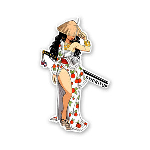 Katana Girl Sticker waterproof vinyl decal for laptop, bike, car & bottle