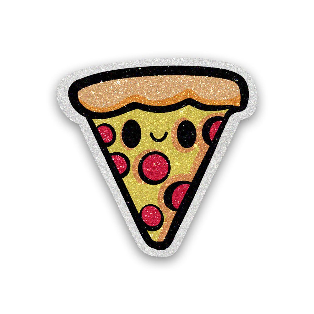 Kawaii Pizza Glitter Sticker - Glitter Stickers | STICK IT UP