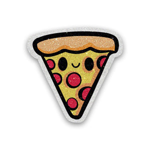 Kawaii Pizza Glitter Sticker waterproof vinyl decal for laptop, bike, car & bottle