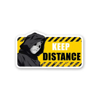 Keep Distance Sticker waterproof vinyl decal for laptop, bike, car & bottle