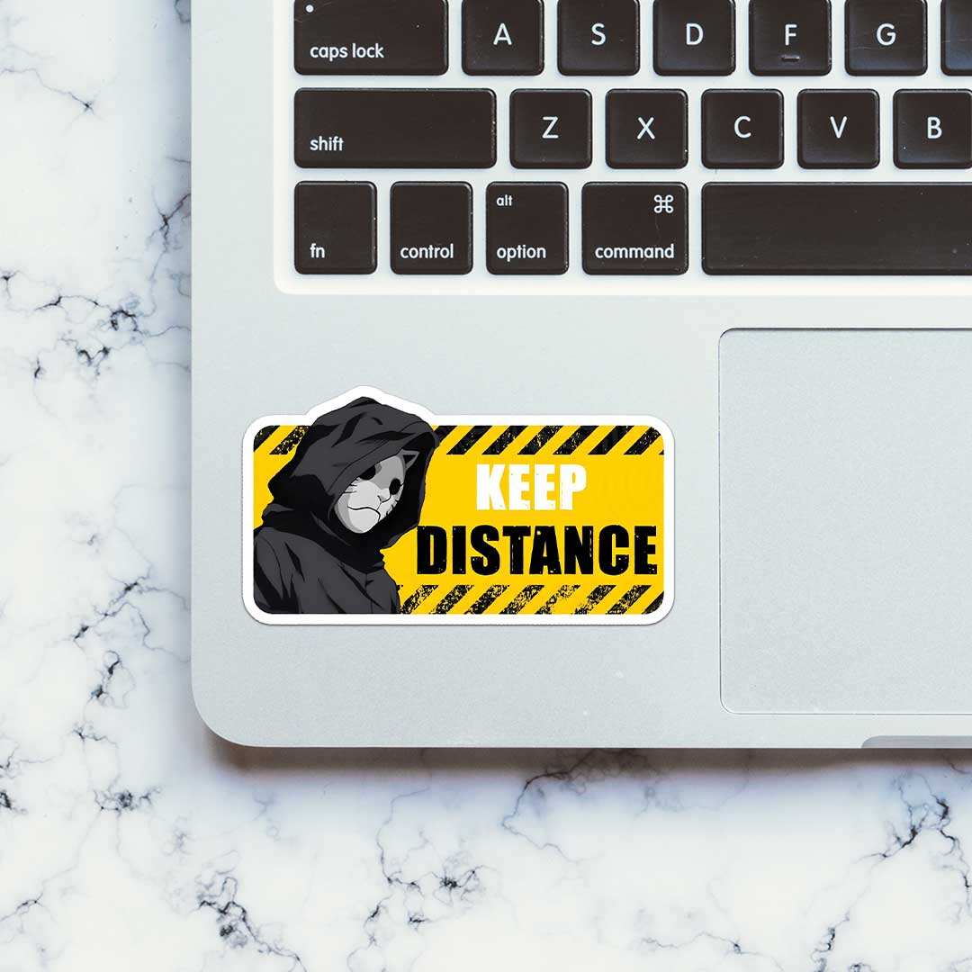 Keep Distance Sticker waterproof vinyl decal for laptop, bike, car & bottle